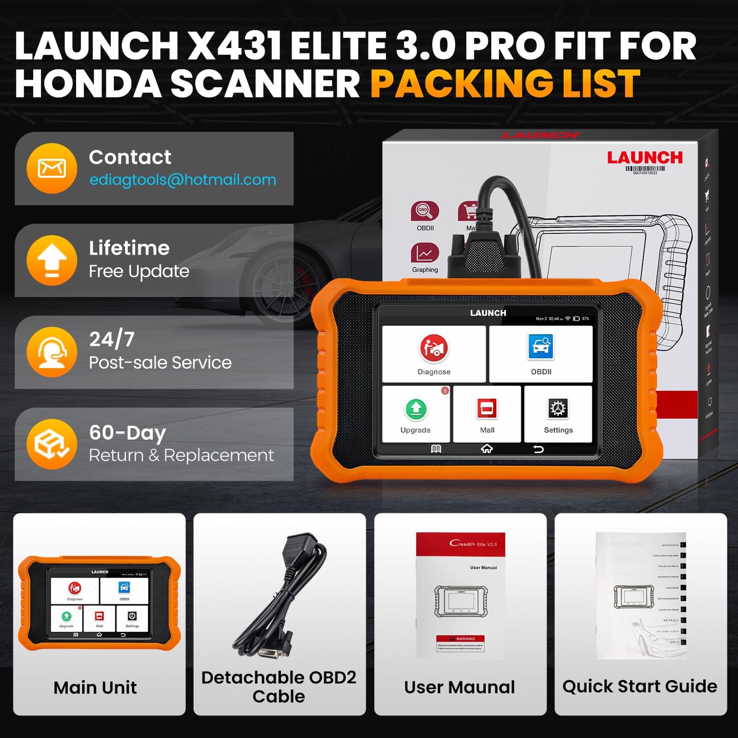 LAUNCH Creader Elite V2.0 fit for Toyota Lexus Bi-Directional Scan Tool, Full System OBD2 Scanner, All Reset Service Code Reader, AUTOVIN, ECU Code, Battery Registration, Lifetime Free Update