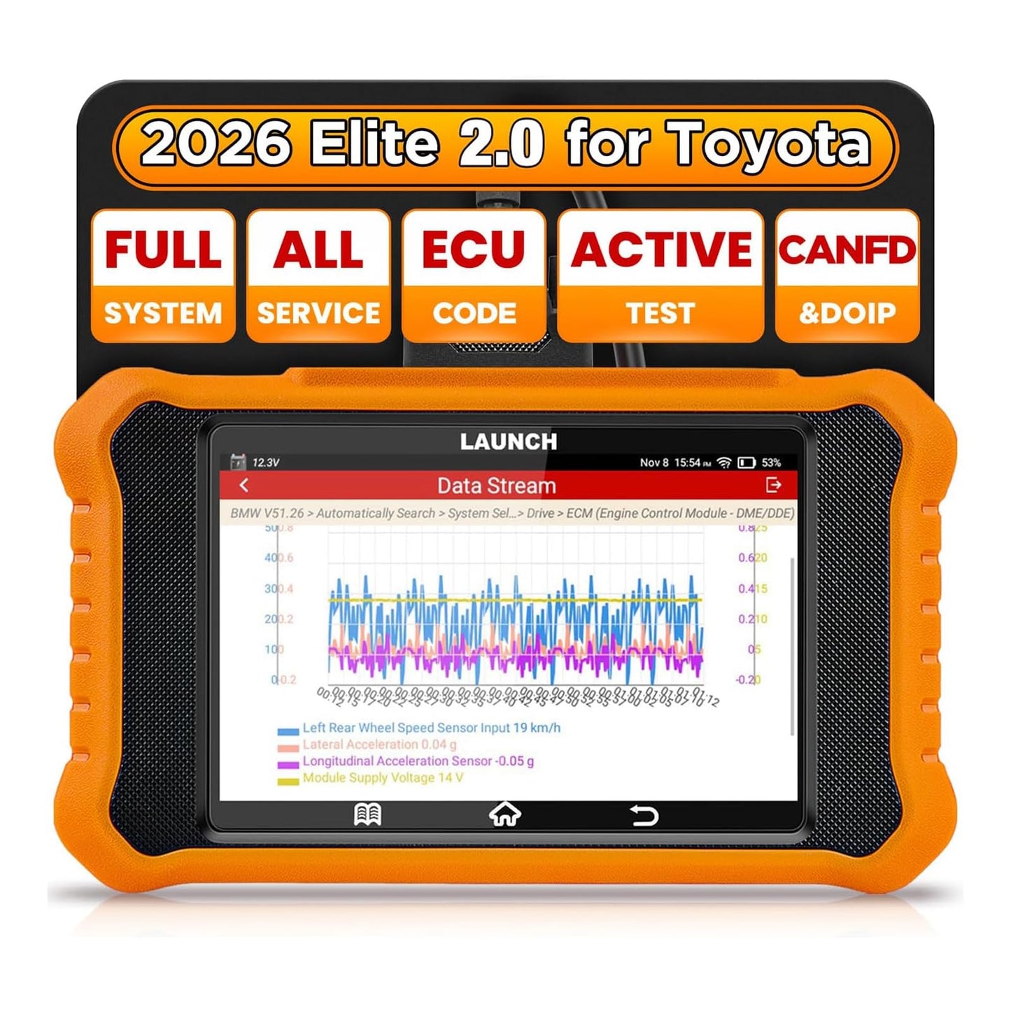 LAUNCH Creader Elite V2.0 fit for Toyota Lexus Bi-Directional Scan Tool, Full System OBD2 Scanner, All Reset Service Code Reader, AUTOVIN, ECU Code, Battery Registration, Lifetime Free Update