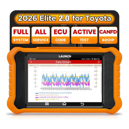 LAUNCH Creader Elite V2.0 fit for Toyota Lexus Bi-Directional Scan Tool, Full System OBD2 Scanner, All Reset Service Code Reader, AUTOVIN, ECU Code, Battery Registration, Lifetime Free Update