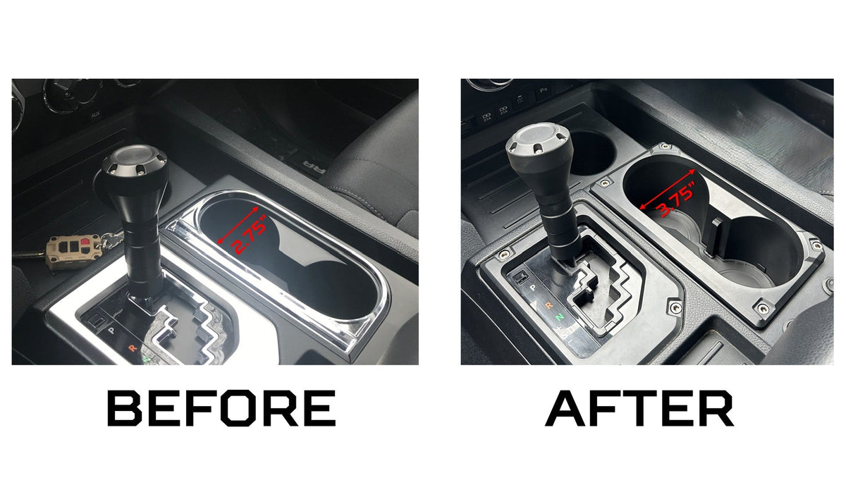 V2 Oversize Cup Holder + Shifter/Shift Gate Trim Rings (2014-2021 Tundra) - BLACK