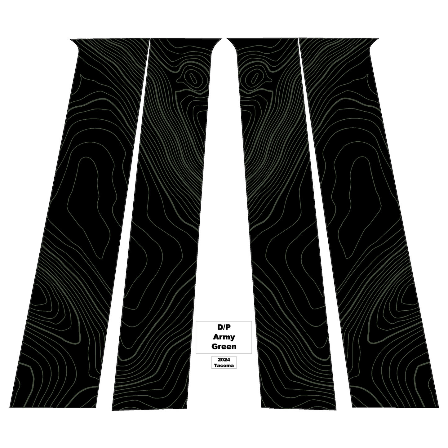 Topographic B Pillar Overlays - 2024+ Tacoma Double Cab / 2025+ 4Runner