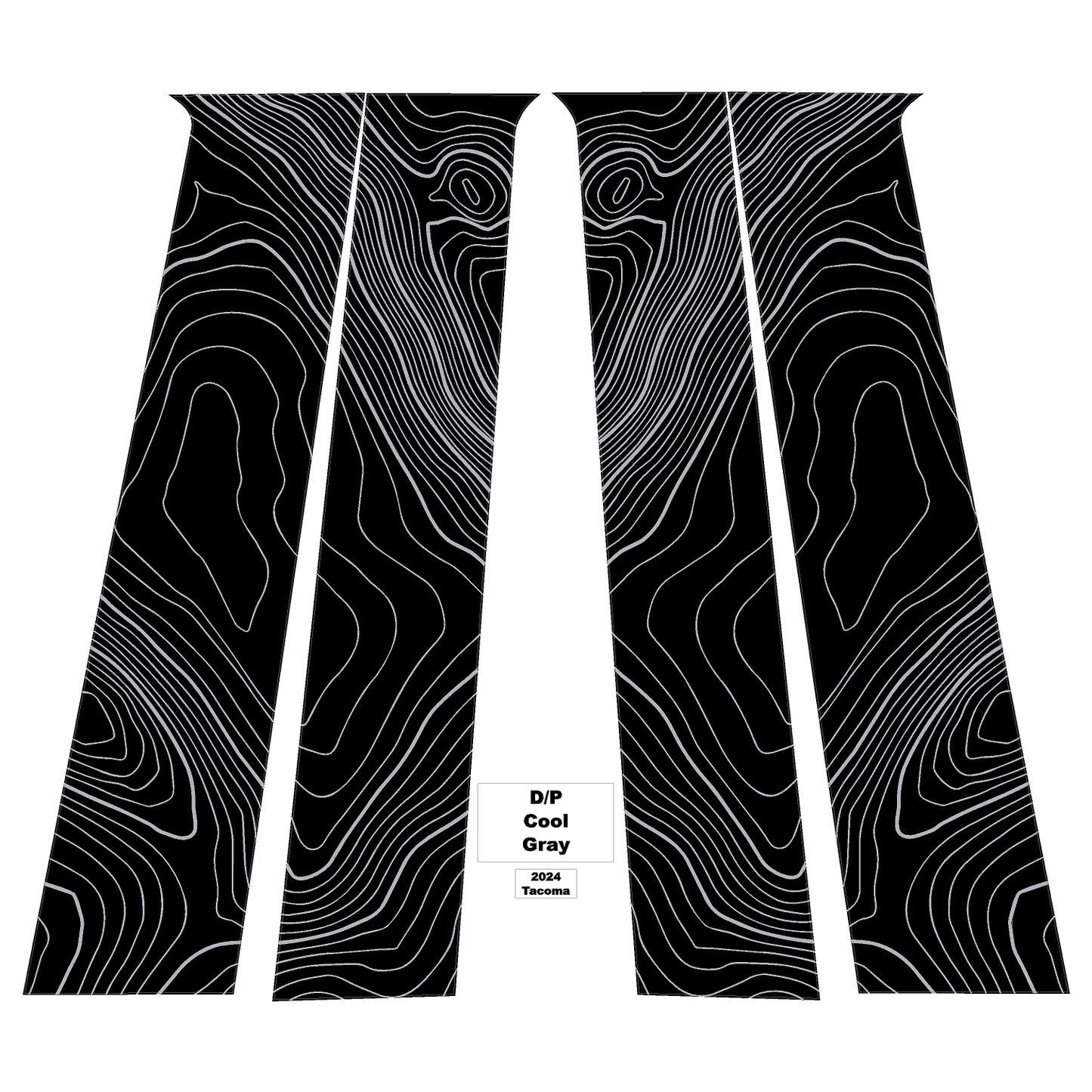 Topographic B Pillar Overlays - 2024+ Tacoma Double Cab / 2025+ 4Runner